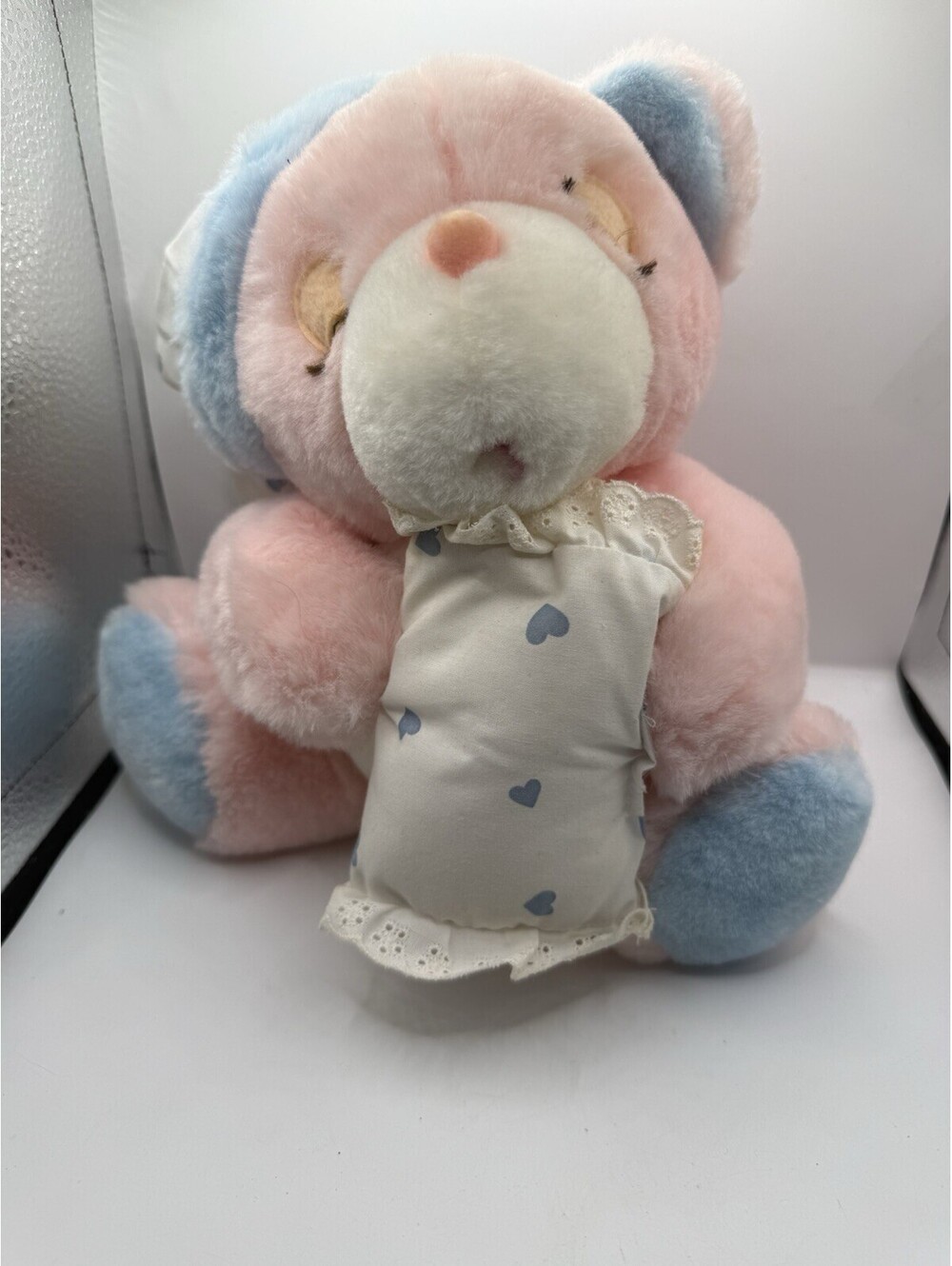 Vintage Chosun Plush Sleeping Teddy Bear Heart Pillow Night Cap Closed Eyes 10"